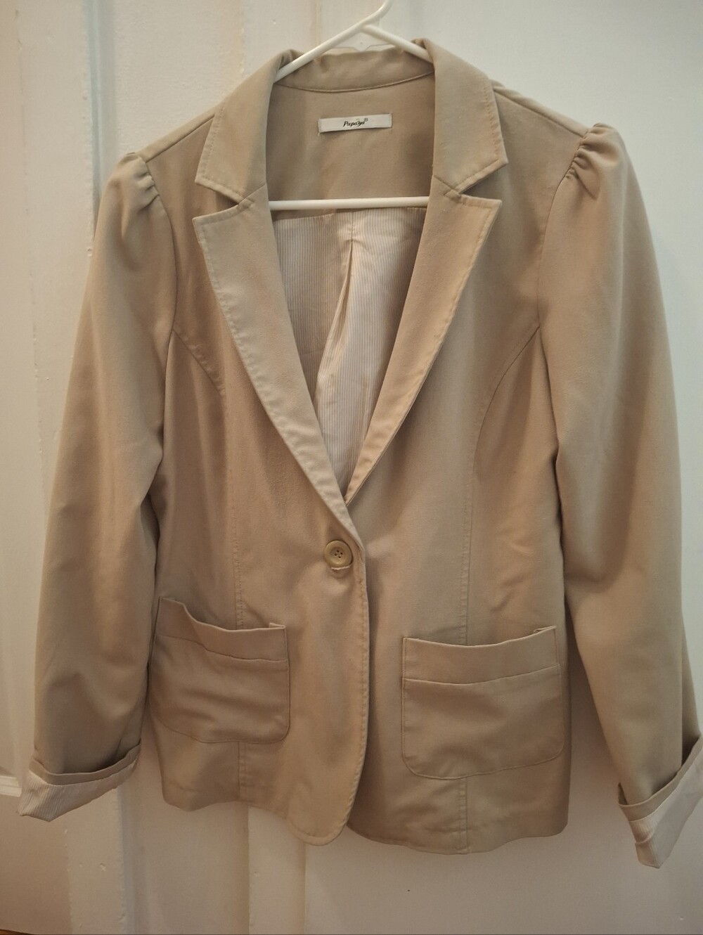 Papaya Tan Single-Button Tailored Blazer